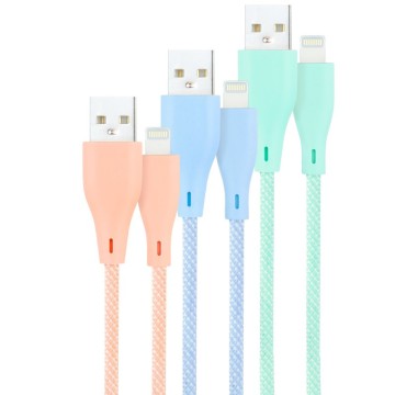 Cables USB 2.0 Lightning Nanocable 10.10.0401-CO1/ USB Macho - Lightning Macho/ 1m/ 3 Unidades/ Rosa, Azul y Verde