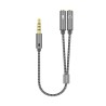 Cable Estéreo Aisens A128-0415/ Jack 3.5 Macho - 2x Jack 3.5 Hembra/ 25cm/ Gris