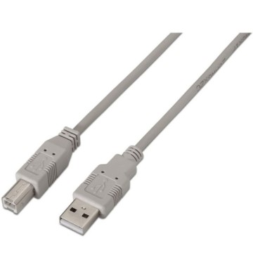 Cable USB 2.0 Impresora Aisens A101-0001/ USB Tipo-B Macho - USB Macho/ 1m/ Beige