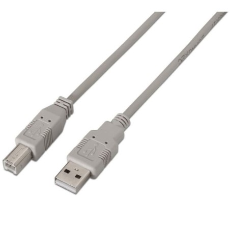 Cable USB 2.0 Impresora Aisens A101-0003/ USB Tipo-B Macho - USB Macho/ 3m/ Beige