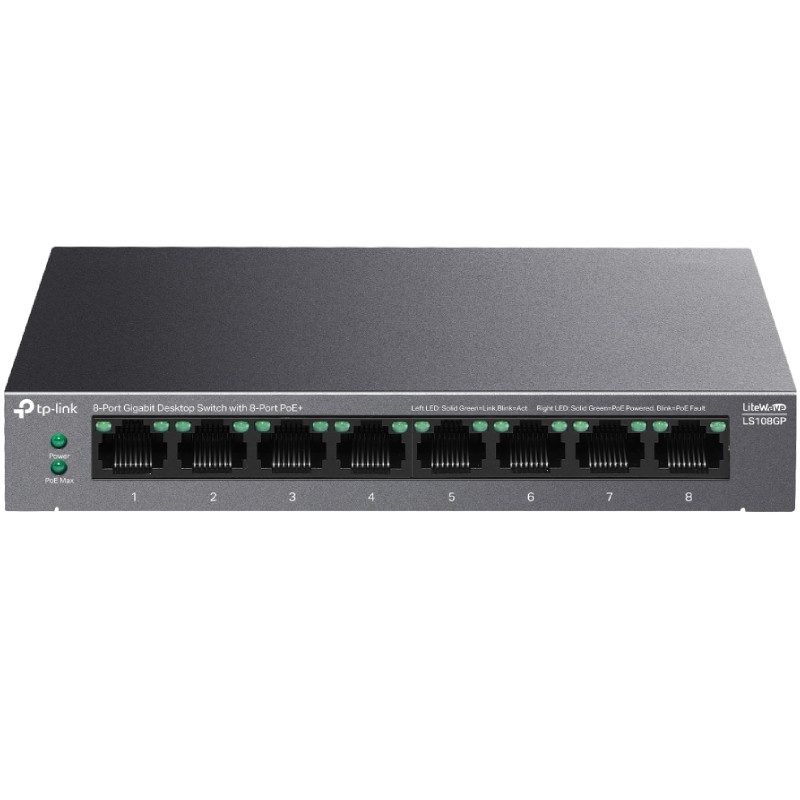 Switch TP-Link LS108GP 8 Puertos/ RJ-45 10/100/1000/ PoE+