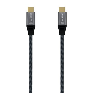 Cable USB 3.2 Tipo-C Aisens A107-0671 20GBPS 100W/ USB Tipo-C Macho - USB Tipo-C Macho/ Hasta 100W/ 20Gbps/ 1m/ Gris
