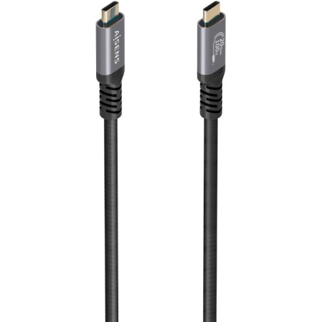 Cable USB 3.2 Tipo-C Aisens A107-0988/ USB Tipo-C Macho - USB Tipo-C Macho/ Hasta 100W/ 20Gbps/ 3m/ Negro