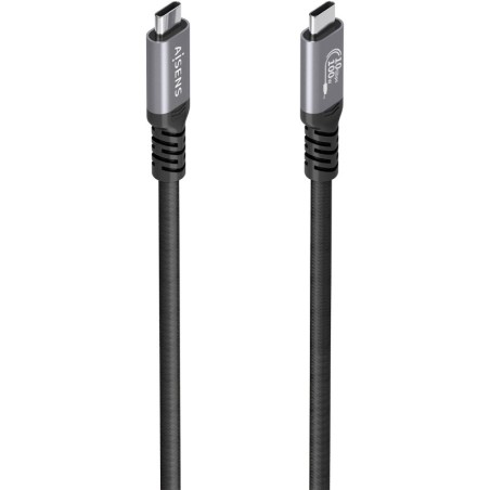Cable USB 3.2 Tipo-C Aisens A107-0989/ USB Tipo-C Macho - USB Tipo-C Macho/ Hasta 100W/ 10Gbps/ 4m/ Negro