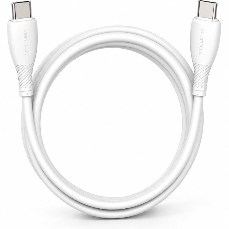 Cable USB 2.0 Tipo-C Vention TRVWH/ USB Tipo-C Macho - USB Tipo-C Macho/ Hasta 60W/ 480Mbps/ 2m/ Blanco