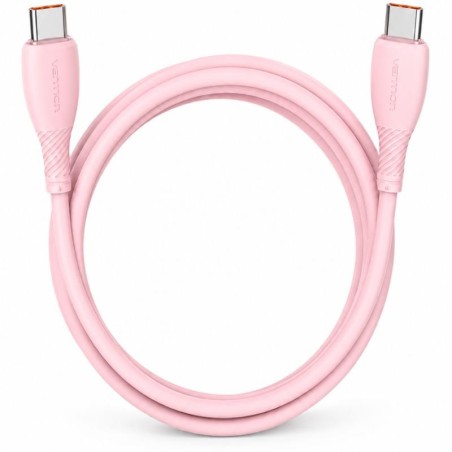 Cable USB 2.0 Tipo-C Vention TRWPF/ USB Tipo-C Macho - USB Tipo-C Macho/ Hasta 100W/ 480Mbps/ 1m/ Rosa