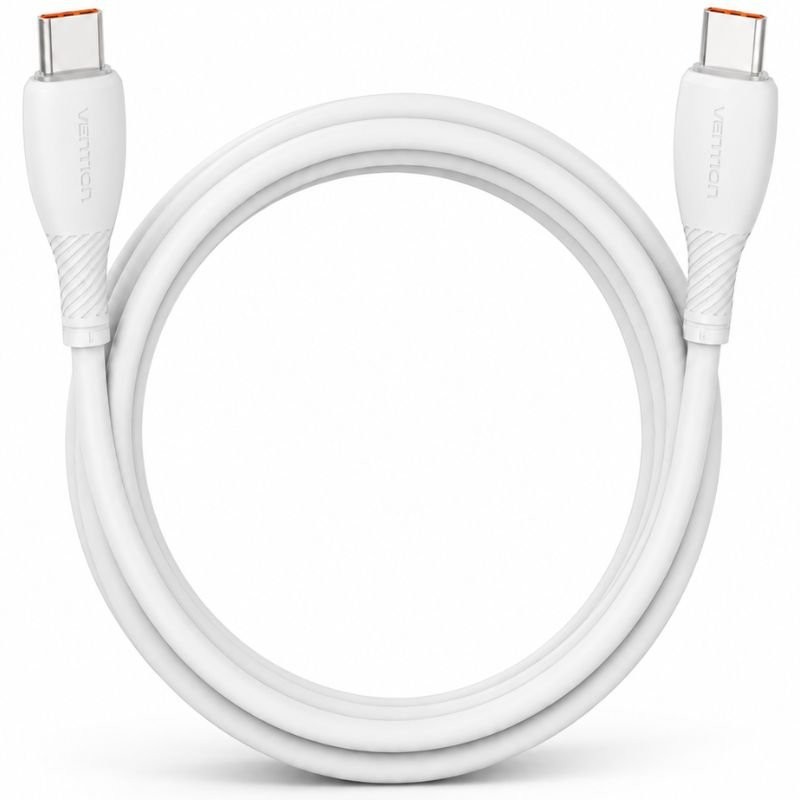 Cable USB 2.0 Tipo-C Vention TRWWF/ USB Tipo-C Macho - USB Tipo-C Macho/ Hasta 100W/ 480Mbps/ 1m/ Blanco