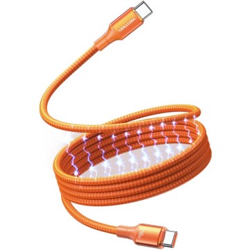 Cable Magnético USB 2.0 Tipo-C 5A Vention TSAOF/ USB Tipo-C Macho - USB Tipo-C Macho/ Hasta 240W/ 480Mbps/ 1m/ Naranja
