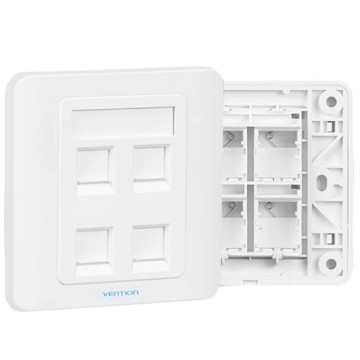 Placa de Pared Tipo 86 Vention IFFW0/ 4 Puertos RJ45