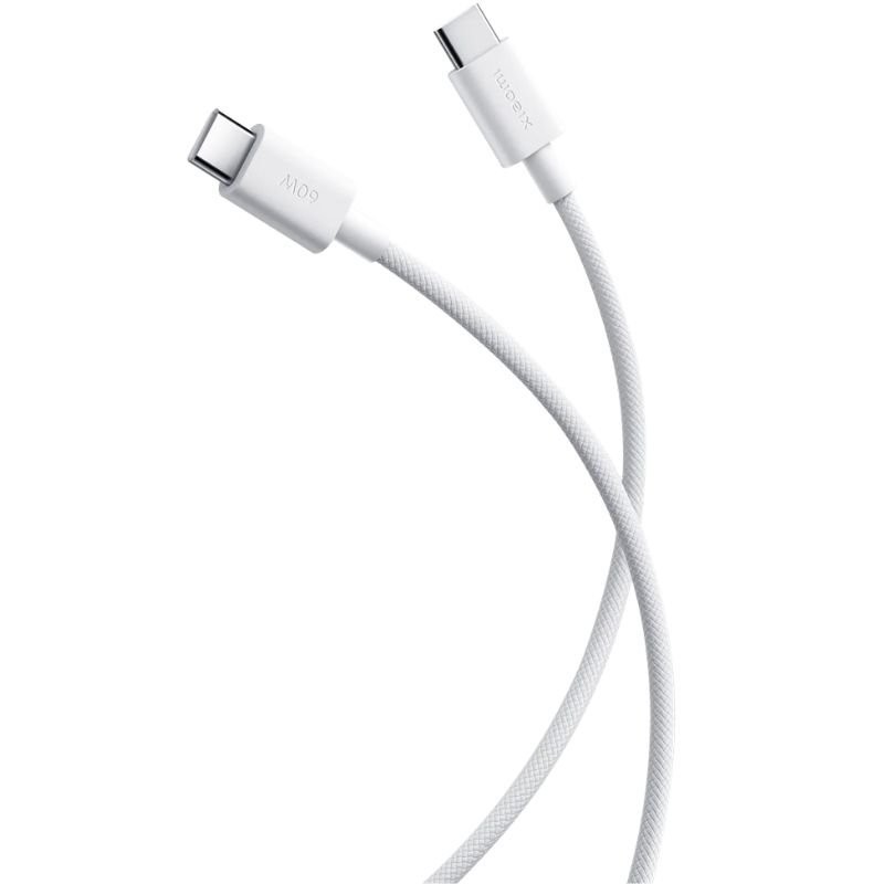 Cable USB 2.0 Tipo-C 3A Xiaomi Braided/ USB Tipo-C Macho - USB Tipo-C Macho/ Hasta 60W/ 480Mbps/ 1m/ Blanco