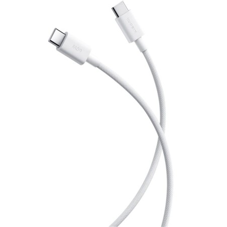Cable USB 2.0 Tipo-C 3A Xiaomi Braided/ USB Tipo-C Macho - USB Tipo-C Macho/ Hasta 60W/ 480Mbps/ 1m/ Blanco