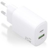 Cargador de Pared GaN Aisens A110-0911/ 1xUSB Tipo-C/ 1xUSB/ 25W/ Blanco
