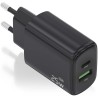 Cargador de Pared GaN Aisens A110-0912/ 1xUSB Tipo-C/ 1xUSB/ 25W/ Negro