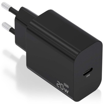 Cargador de Pared GaN Aisens A110-0939/ 1xUSB Tipo-C/ 20W/ Negro