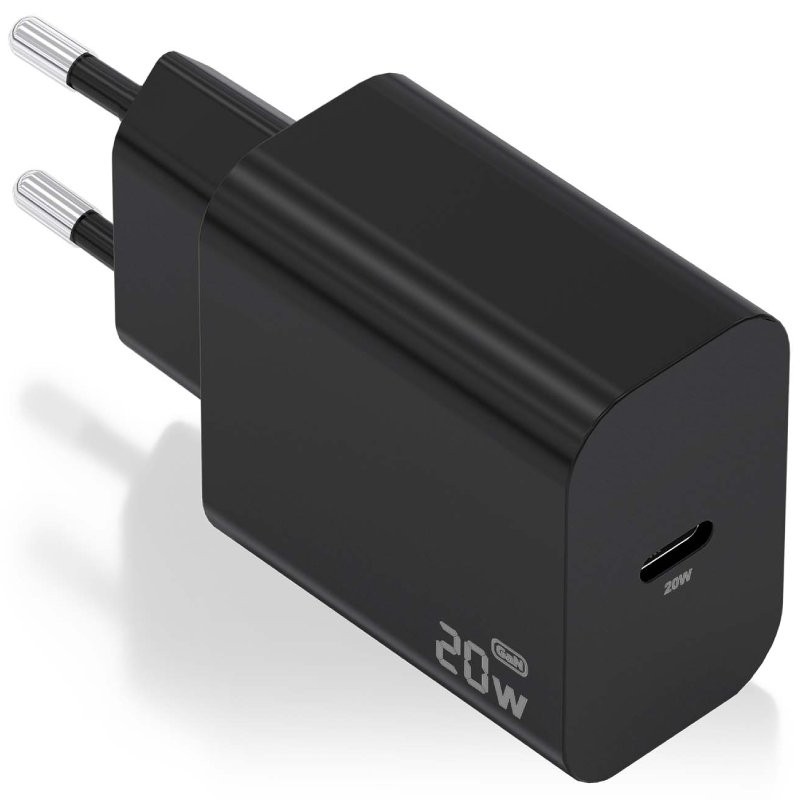 Cargador de Pared GaN Aisens A110-0939/ 1xUSB Tipo-C/ 20W/ Negro