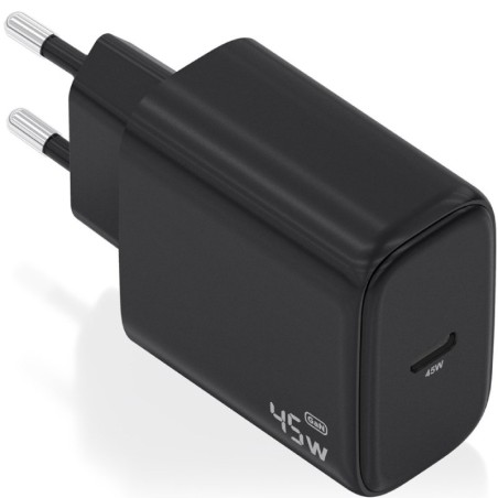 Cargador de Pared GaN Aisens A110-0970/ 1xUSB Tipo-C/ 45W/ Negro