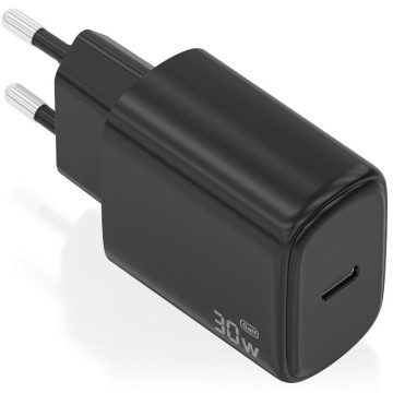 Cargador de Pared GaN Aisens A110-0976/ 1xUSB Tipo-C/ 30W/ Negro