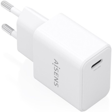 Cargador de Pared GaN Aisens A110-1023/ 1xUSB Tipo-C/ 20W/ Blanco