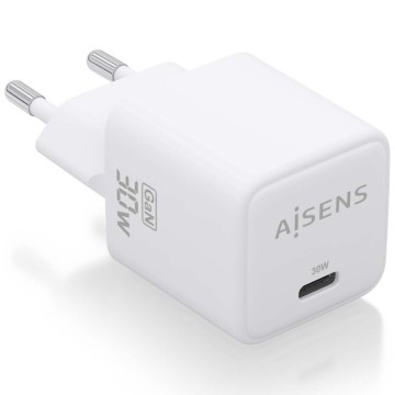 Cargador de Pared GaN Aisens ASCH-30W1P035-W/ 1xUSB Tipo-C/ 30W