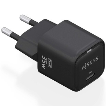 Cargador de Pared GaN Aisens ASCH-35W1P023-BK/ 1xUSB Tipo-C/ 35W