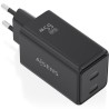 Cargador de Pared GaN Aisens ASCH-65W2P079-BK/ 2xUSB Tipo-C/ 65W/ Negro