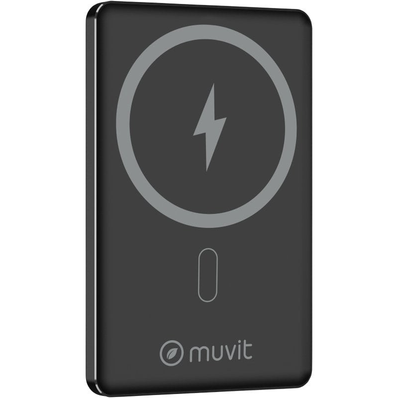 Powerbank 5000mAh Muvit For Change MCCHP0009/ 20W/ Wireless/ Negra/ Incluye Cable USB Tipo-C