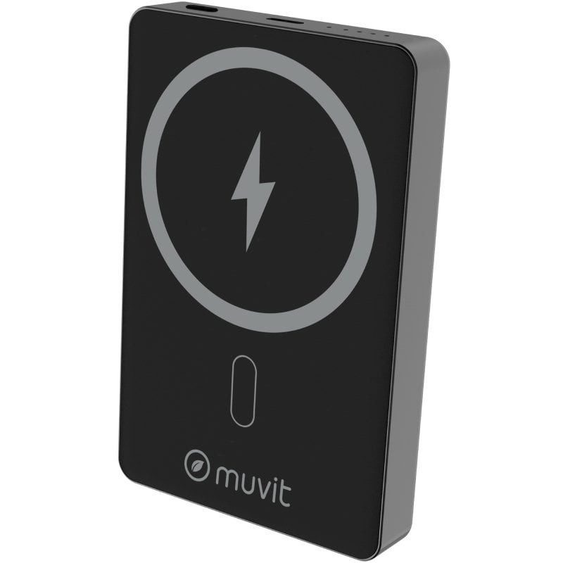 Powerbank 10000mAh Muvit For Change MCCHP0010/ 20W/ Wireless/ Negra/ Incluye Cable USB Tipo-C