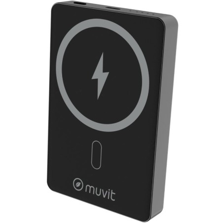 Powerbank 10000mAh Muvit For Change MCCHP0010/ 20W/ Wireless/ Negra/ Incluye Cable USB Tipo-C