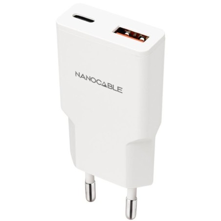 Cargador de Pared Nanocable 10.10.2028/ 1xUSB Tipo-C/ 1xUSB Macho/ 30W/ Blanco