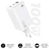 Cargador de Pared GaN Subblim 100W Charger USB C+C+A/ 2xUSB Tipo-C/ 1xUSB/ 100W