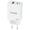 Cargador de Pared GaN TooQ TQWC-GANQCPD45WT/ 1xUSB Tipo-C/ 1xUSB/ 45W
