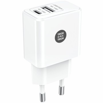 Cargador de Pared Tech One Tech TEC2904/ 1xUSB Tipo-C/ 1xUSB/ 12W/ Blanco