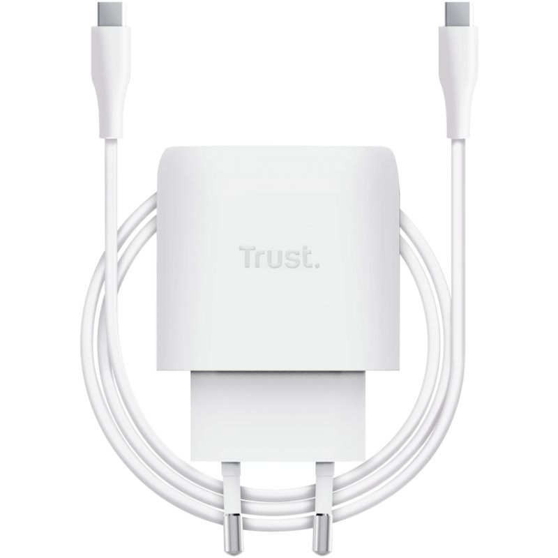 Cargador de Pared GaN Trust Maxo 45W/ 1xUSB Tipo-C/ Incluye Cable USB Tipo-C/ 45W