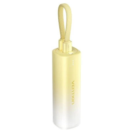 Powerbank 5000mAh Vention FHWY0/ 20W/ Amarilla/ Incluye Cable USB Tipo-C y Lightning