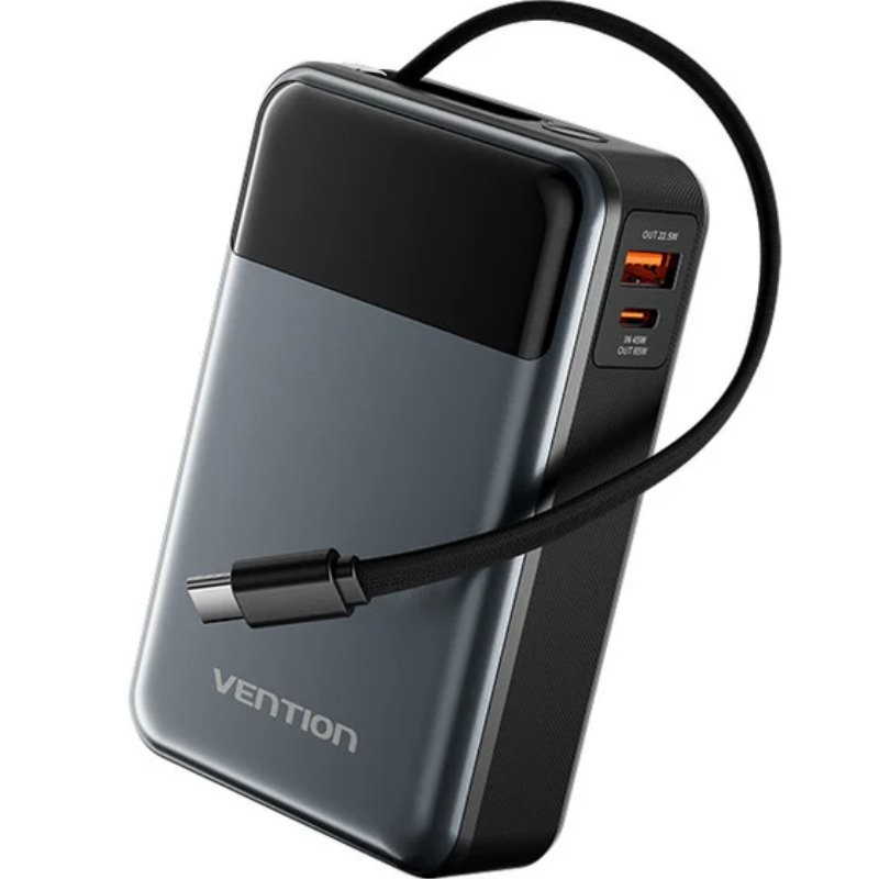 Powerbank 20000mAh Vention FHYB0/ 65W/ Gris/ Incluye Cable USB Tipo-C