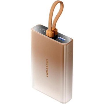 Powerbank 10000mAh Vention FHZJ0/ 22.5W/ Oro/ Incluye Cable USB Tipo-C y Lightning
