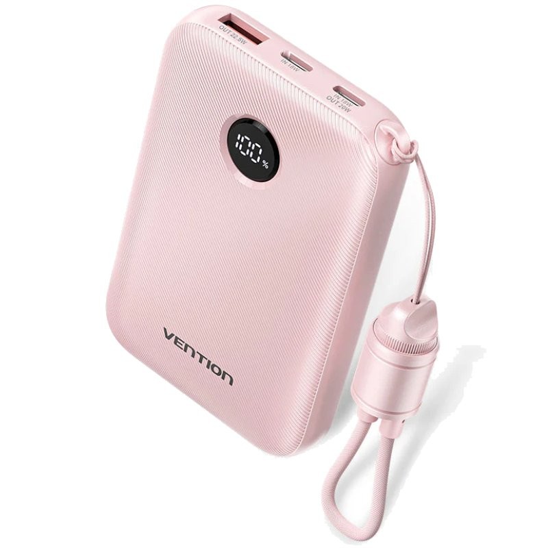 Powerbank 10000mAh Vention FKAP0-C/ 22.5W/ Rosa/ Incluye Cable USB Tipo-C