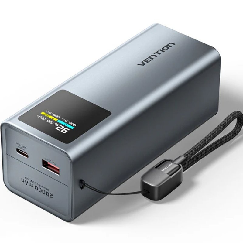 Powerbank 20000mAh Vention FKCH0/ 100W/ Gris/ Incluye Cable USB Tipo-C