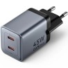 Cargador de Pared GaN Vention FCDH0-EU/ 2xUSB Tipo-C/ 45W