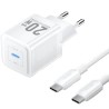 Cargador de Pared GaN Vention TZ-FEPW0-EU-01/ 1xUSB Tipo-C + Cable USB Tipo-C/ 20W
