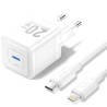 Cargador de Pared GaN Vention TZ-FEPW0-EU-02/ 1xUSB Tipo-C + Cable Lightning/ 20W