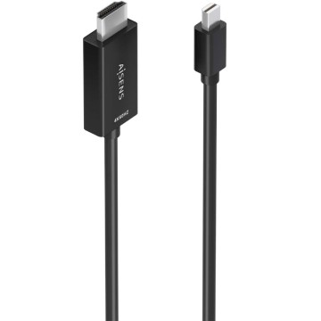 Cable Conversor Aisens A125-0887/ Mini DisplayPort Macho - HDMI 4K Macho/ 1.5m/ Negro