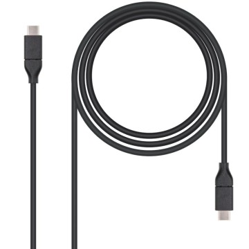 Cable USB 3.2 Tipo-C Nanocable 10.01.4101/ USB Tipo-C Macho - USB Tipo-C Macho/ hasta 100W/ 1m/ Negro
