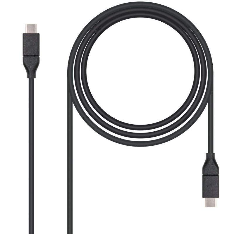Cable USB 3.2 Tipo-C Nanocable 10.01.4101/ USB Tipo-C Macho - USB Tipo-C Macho/ hasta 100W/ 1m/ Negro