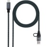 Cable USB 3.2 Tipo-C Nanocable 10.01.4111-COMB/ USB Tipo-C Macho + USB Macho - USB Tipo-C Macho/ Hasta 100W/ 20Gbps/ 1m/ Gris y