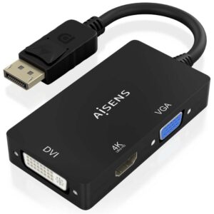 Alternative view of Cable Conversor Aisens A125-0861/ DisplayPort Macho/ VGA Hembra - DVI Hembra - HDMI 4K Hembra/ 15cm/ Negro