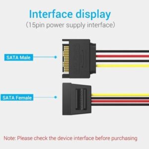 Alternative view of Cable Alimentación 15Pin Vention KDABY/ SATA Macho - SATA Hembra/ 30cm